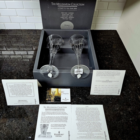 Waterford Crystal Millennium Collection Toasting Flutes - Love NWT - Picture 4 of 6